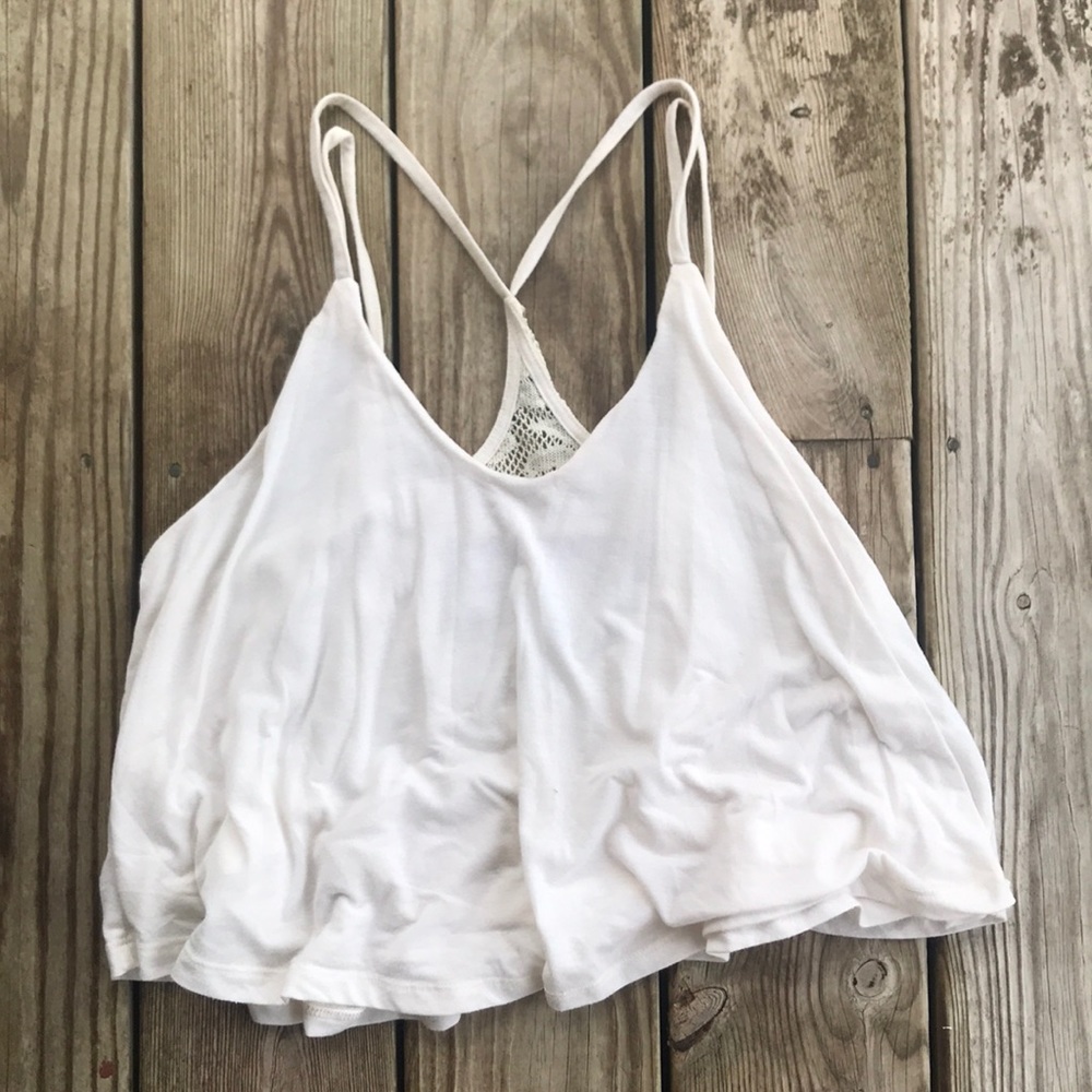 Creme colored spaghetti strap crop top